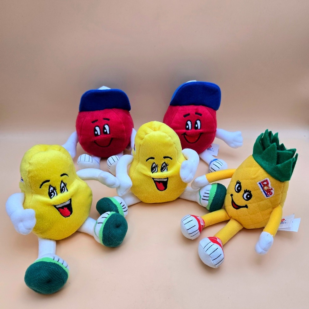 Vintage 1999 Dole Fruit Plush Set Papaya Cranberry Pineapple Advertising 5pc